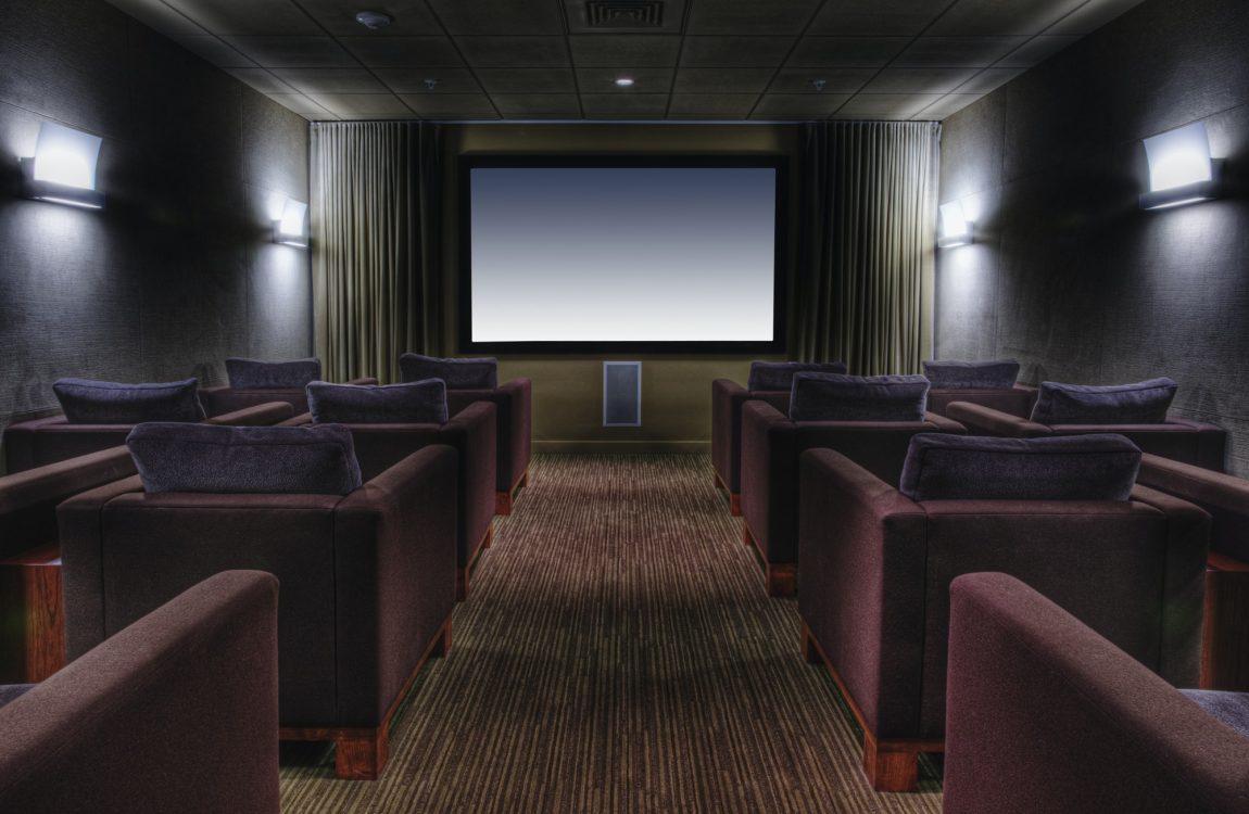 Empty chairs in luxury movie theater